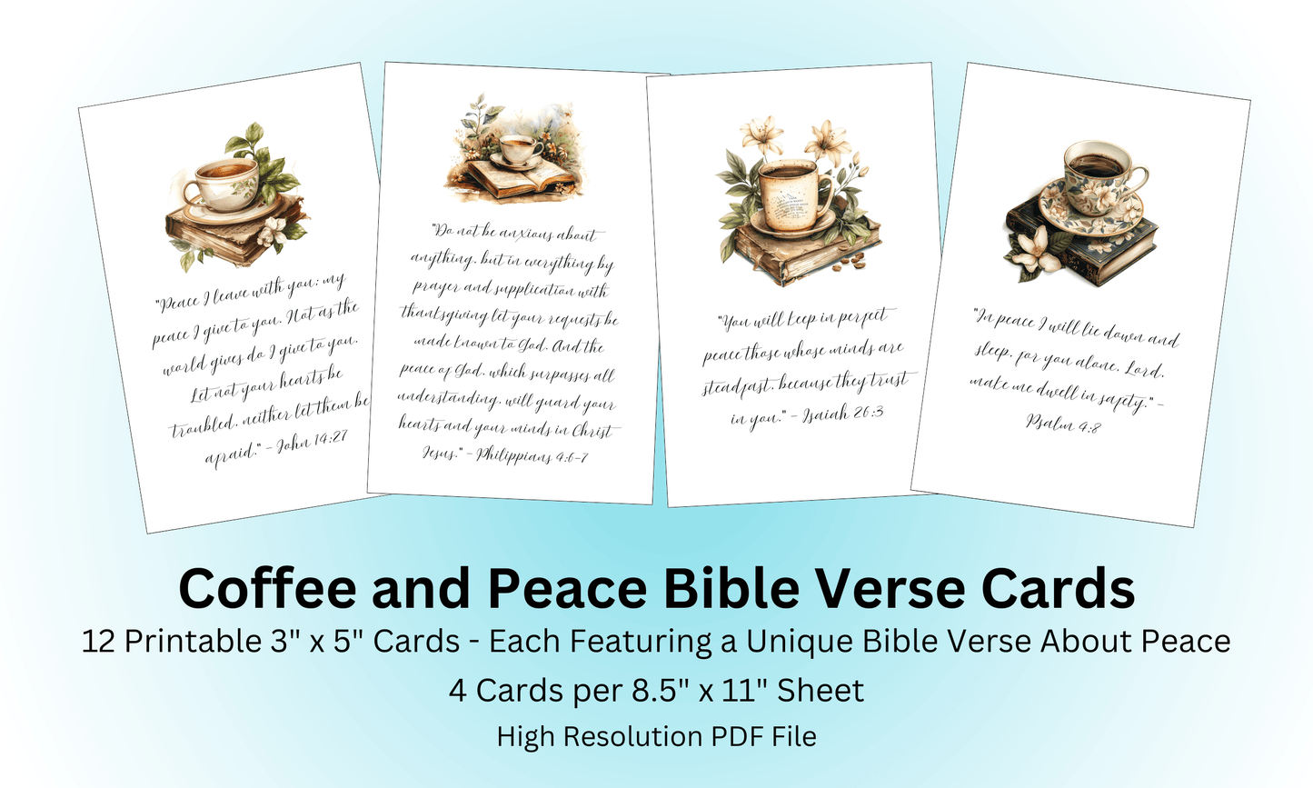 Bible Verse Printables Featuring Coffee and Books