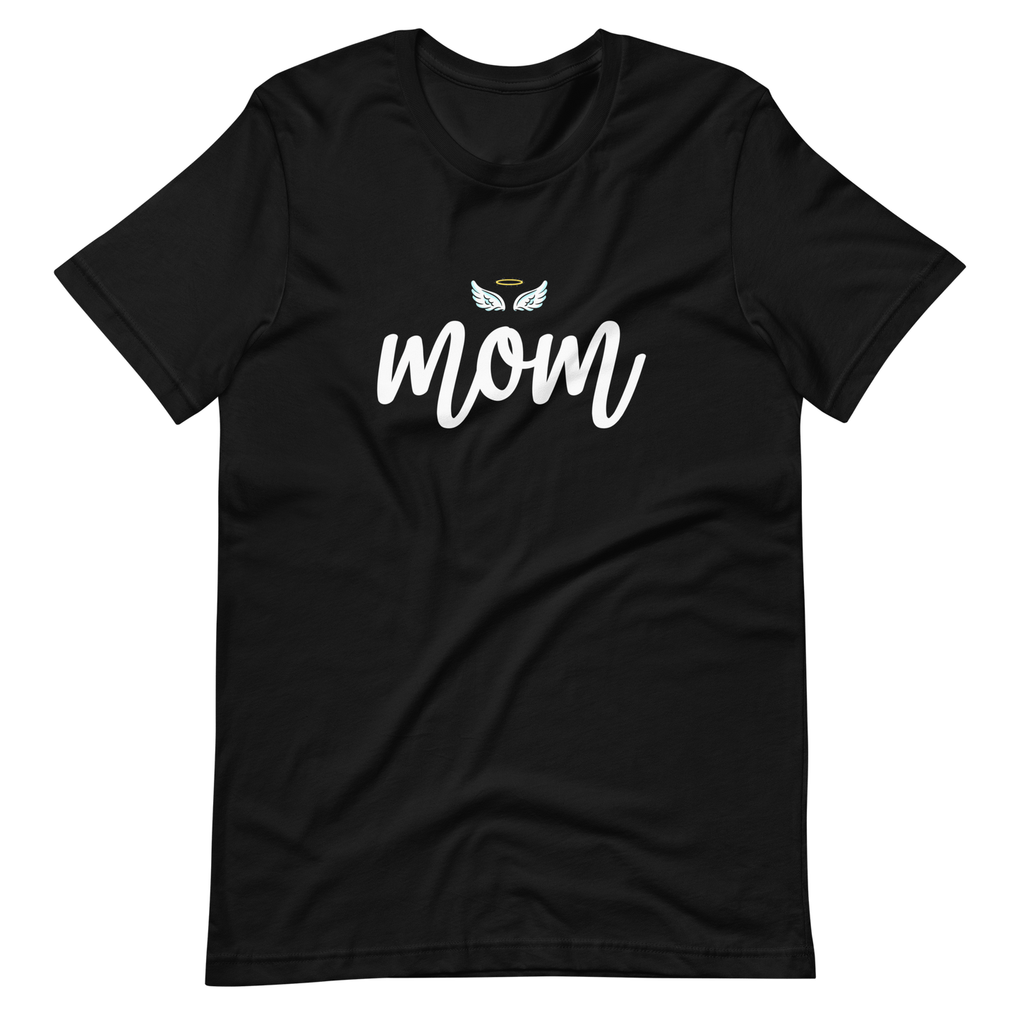 Mom with Angel Wings Christian T Shirts for Women Black