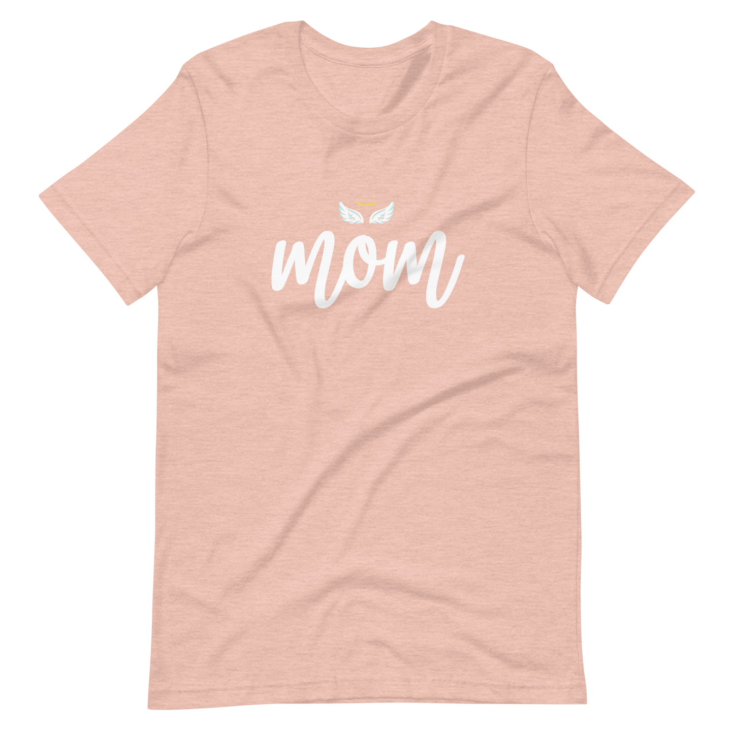 Mom with Angel Wings Christian T Shirts for Women Heather Prism Peach
