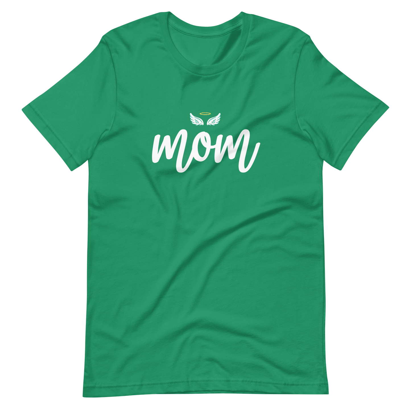 Mom with Angel Wings Christian T Shirts for Women Kelly Green