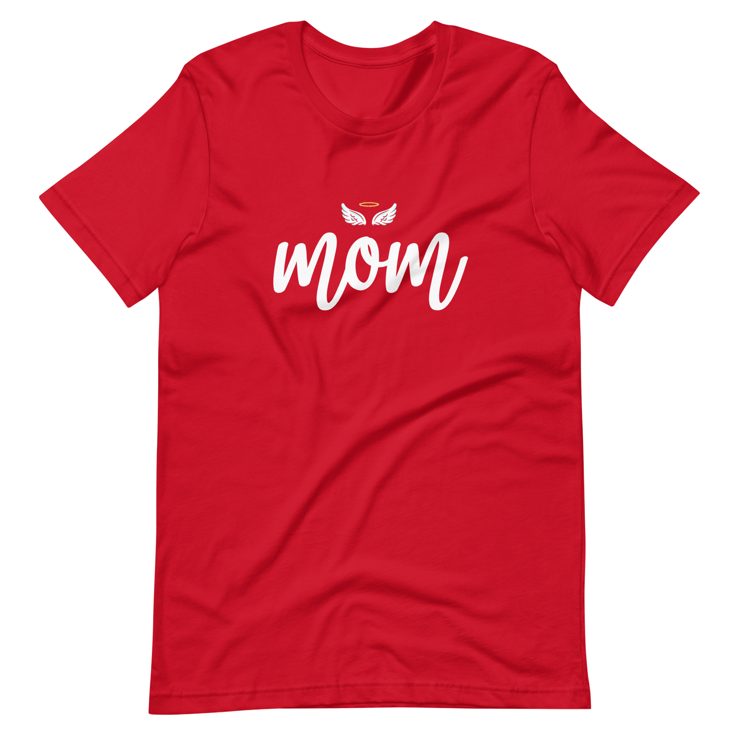 Mom with Angel Wings Christian T Shirts for Women Red