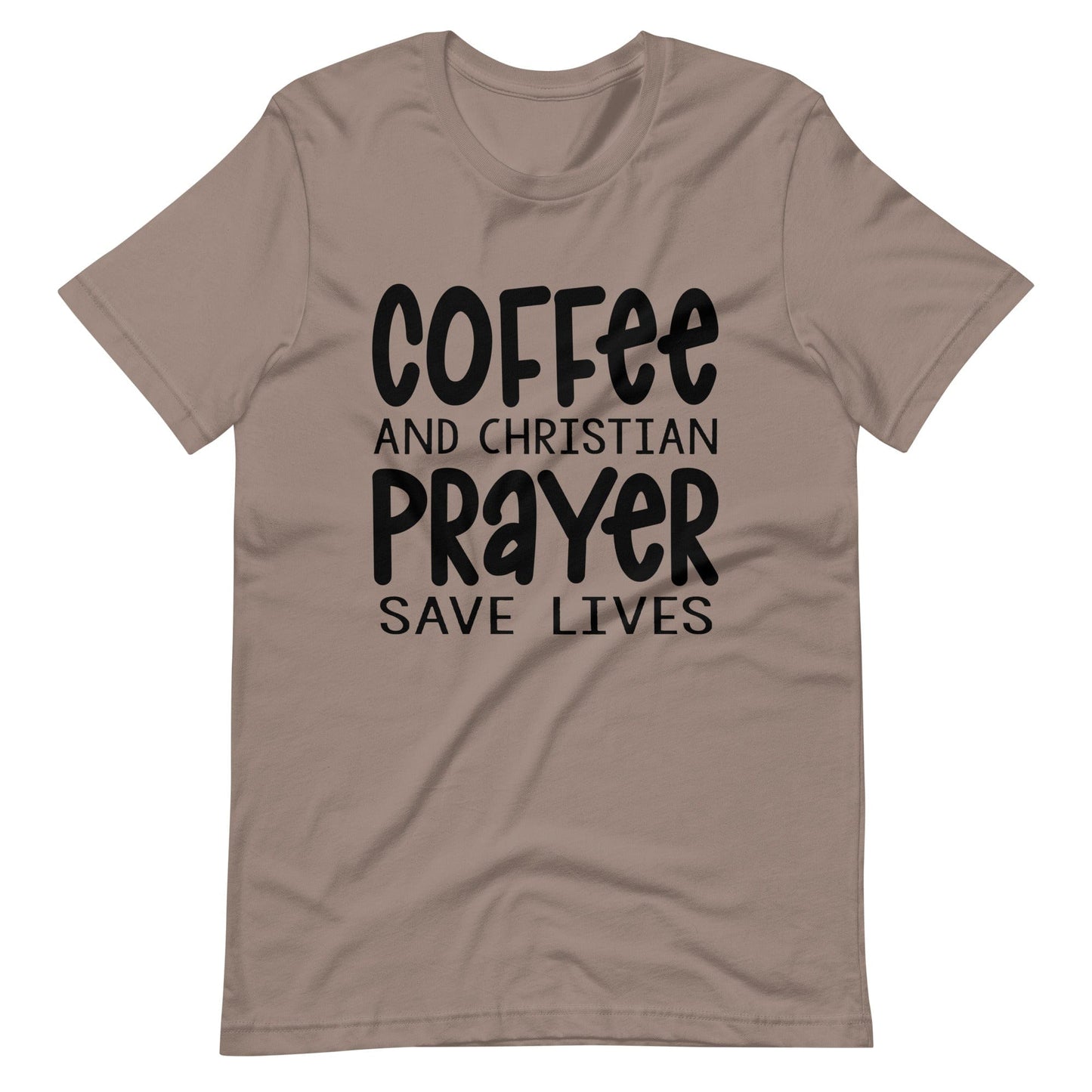 Coffee and Prayer Christian T Shirts Pebble