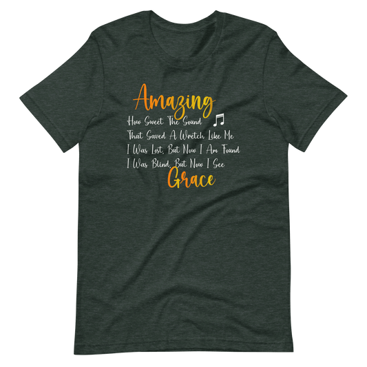 Amazing Grace Christian T Shirts Heather Forest