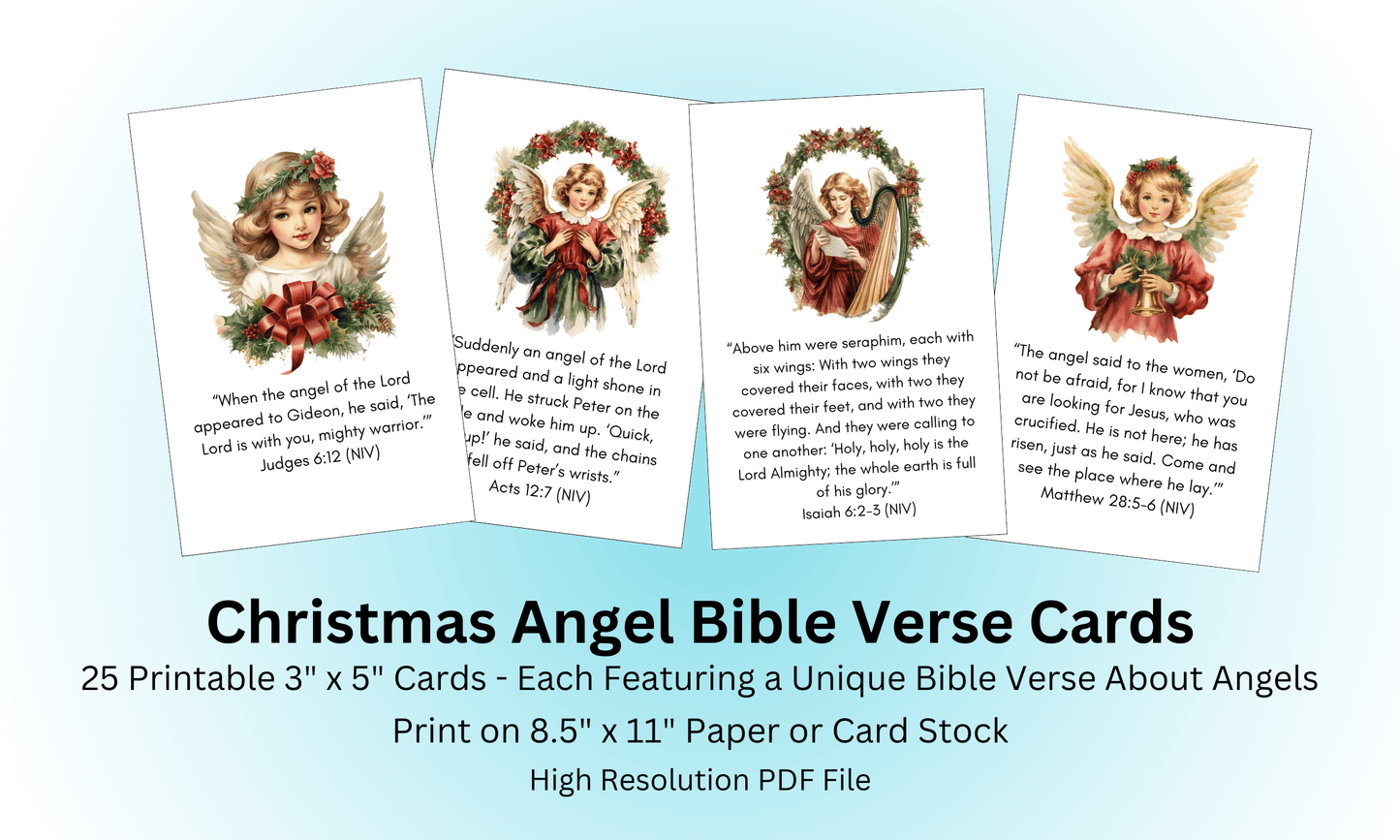 Christmas Angel Bible Verse Cards