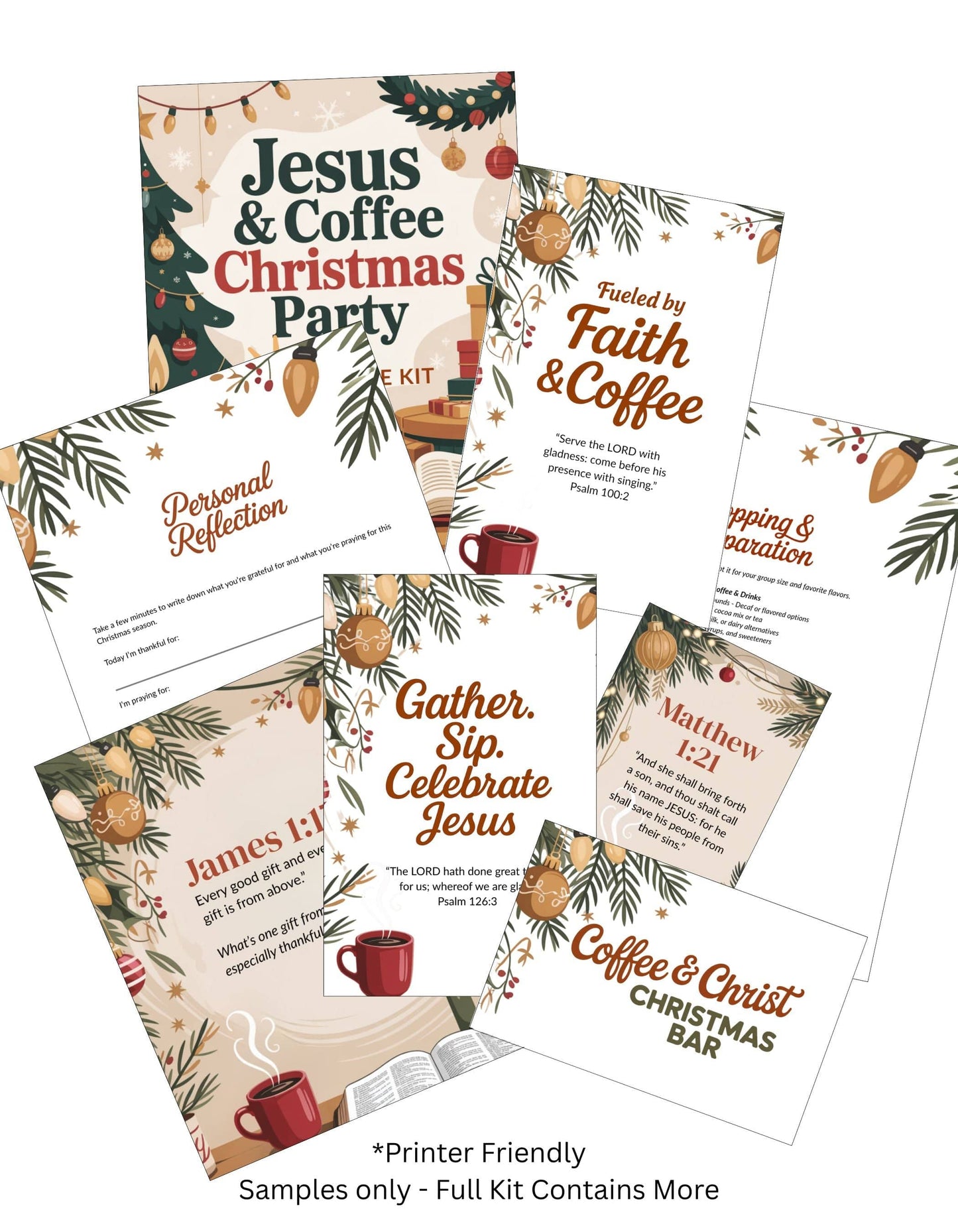 Jesus and Coffee Christmas Party Guide Printable Artwork Sample