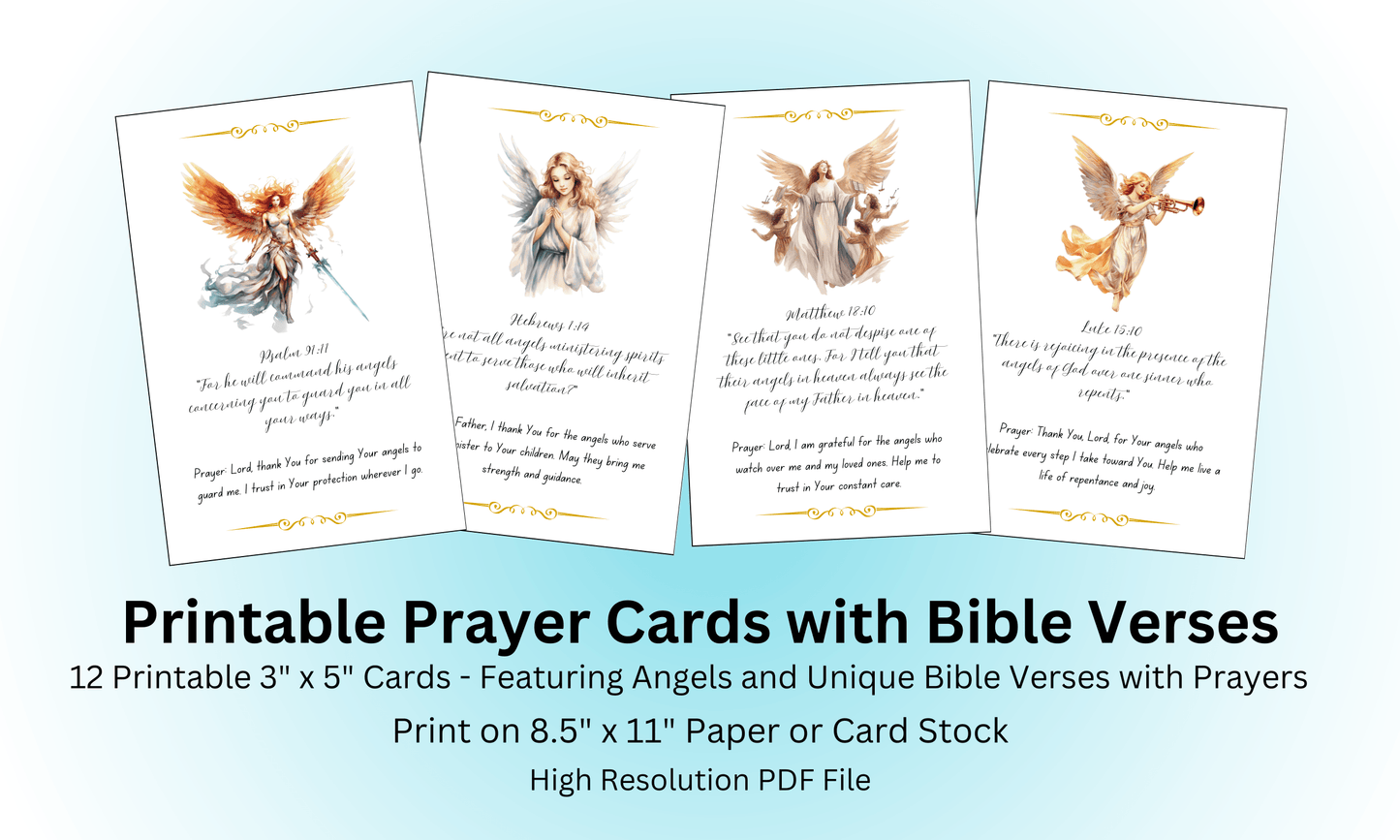 Prayer Cards Printable and Bible Verses About Angels
