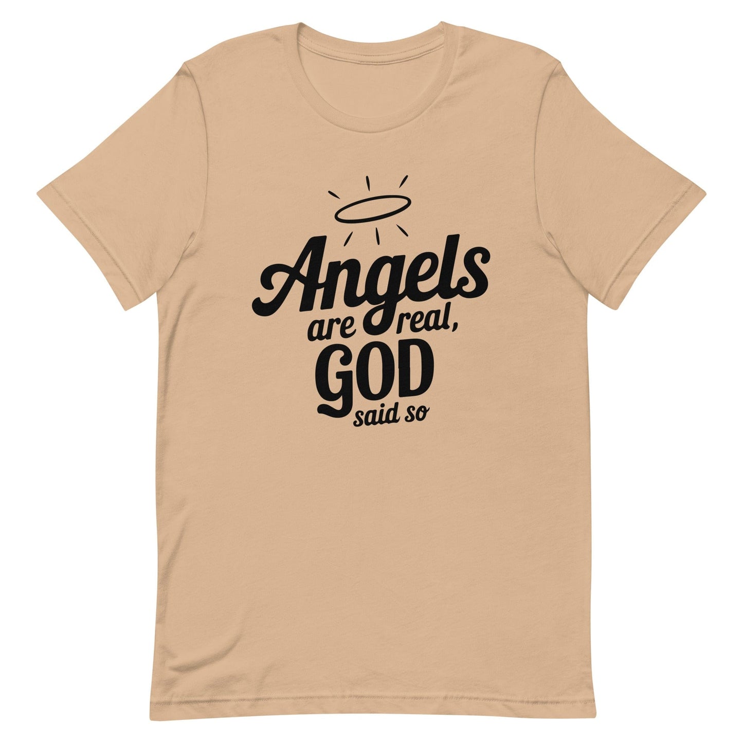 Angels are Real Christian T Shirts Tan