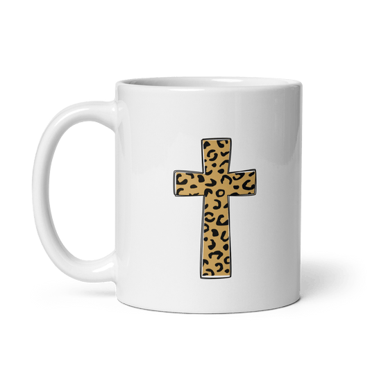 Leopard Print Cross Coffee Mug
