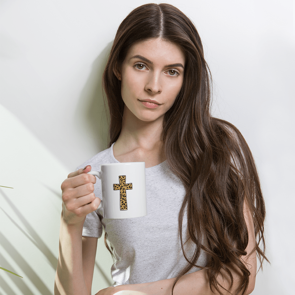 Leopard Print Cross Coffee Mug