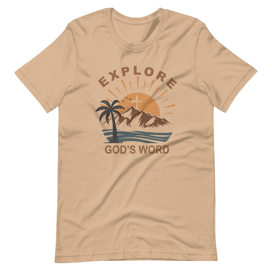 Explore Gods Word Christian T Shirts Tan