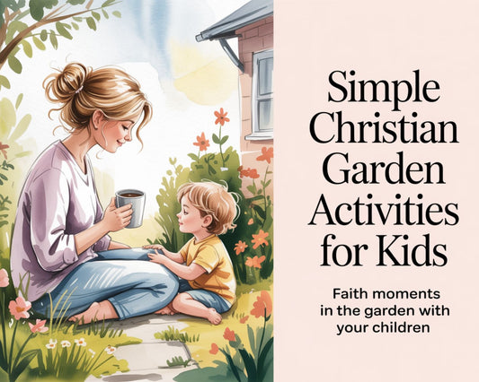 mother and child sharing faith moments together in a garden during a peaceful morning devotion