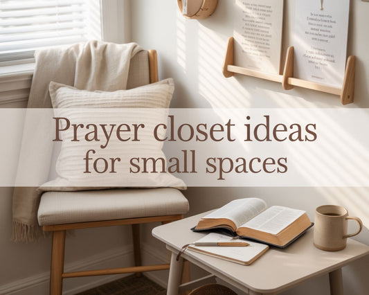 cozy prayer closet ideas for small spaces with bible journal and soft neutral decor
