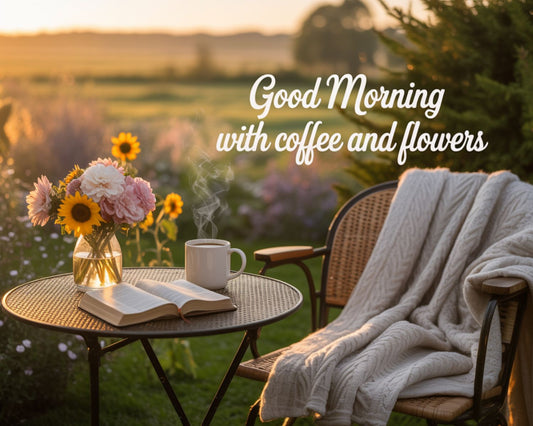 Good Morning with Coffee and Flowers