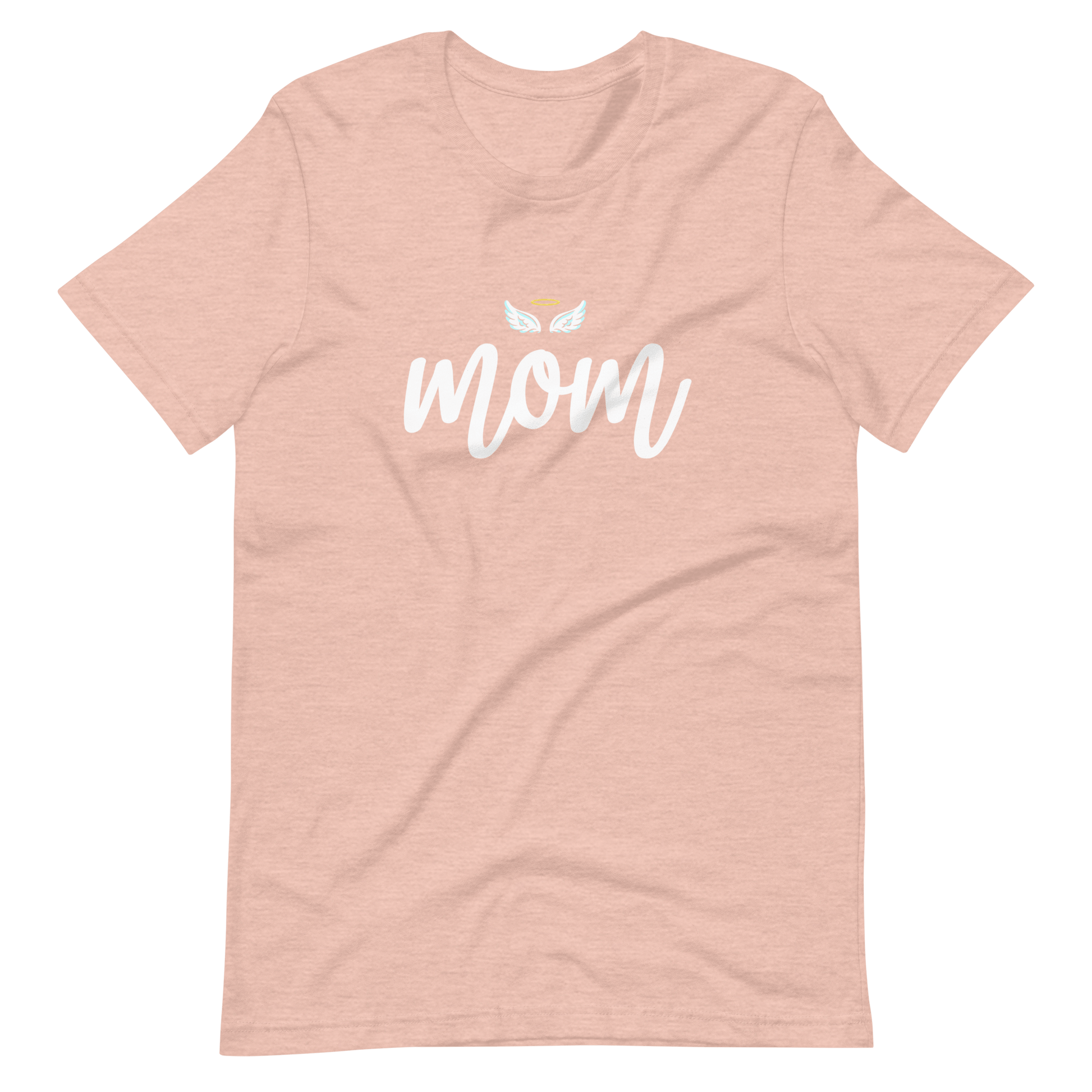 Mom with Angel Wings Christian T Shirts for Women Heather Prism Peach