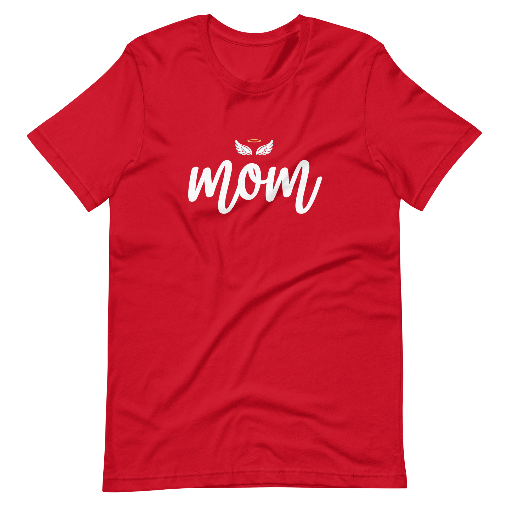 Mom with Angel Wings Christian T Shirts for Women Red