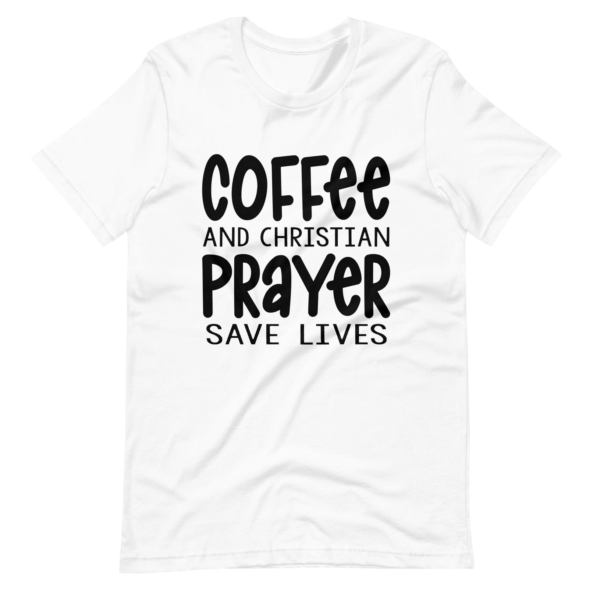 Coffee and Prayer Christian T Shirts White