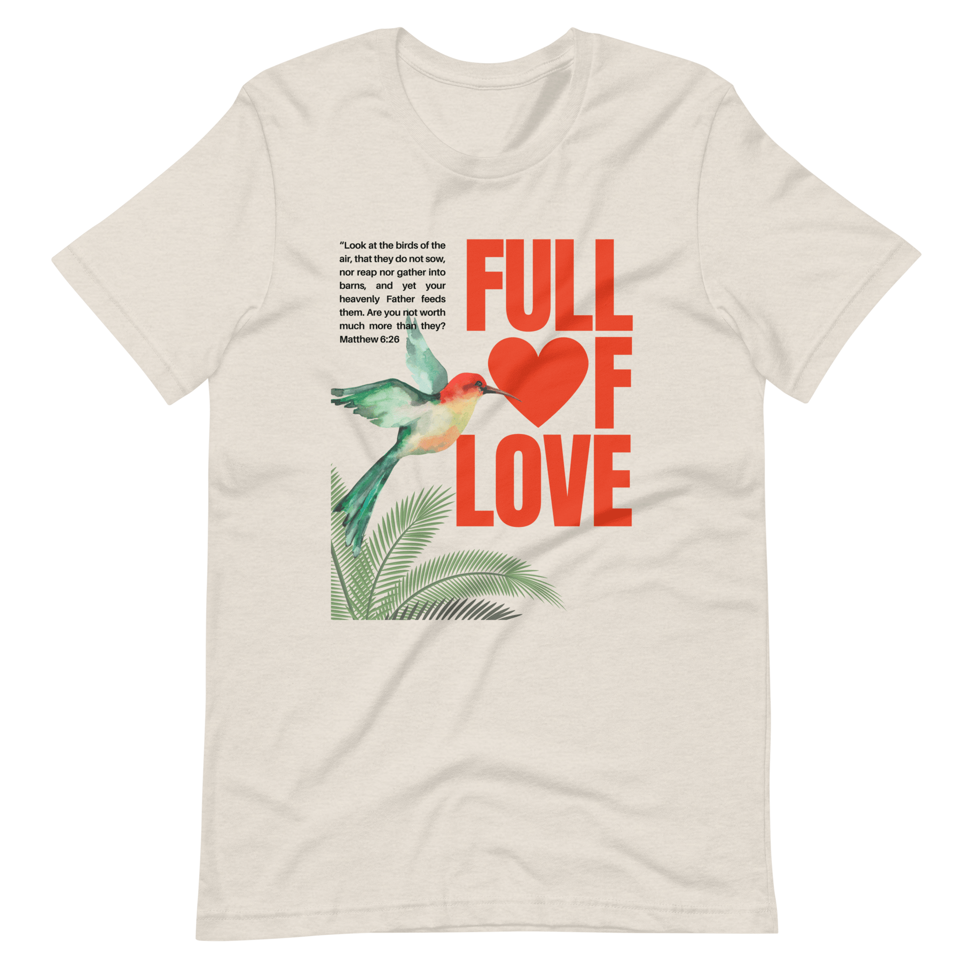 Matthew 6 26 Hummingbird Christian T Shirts Heather Dust