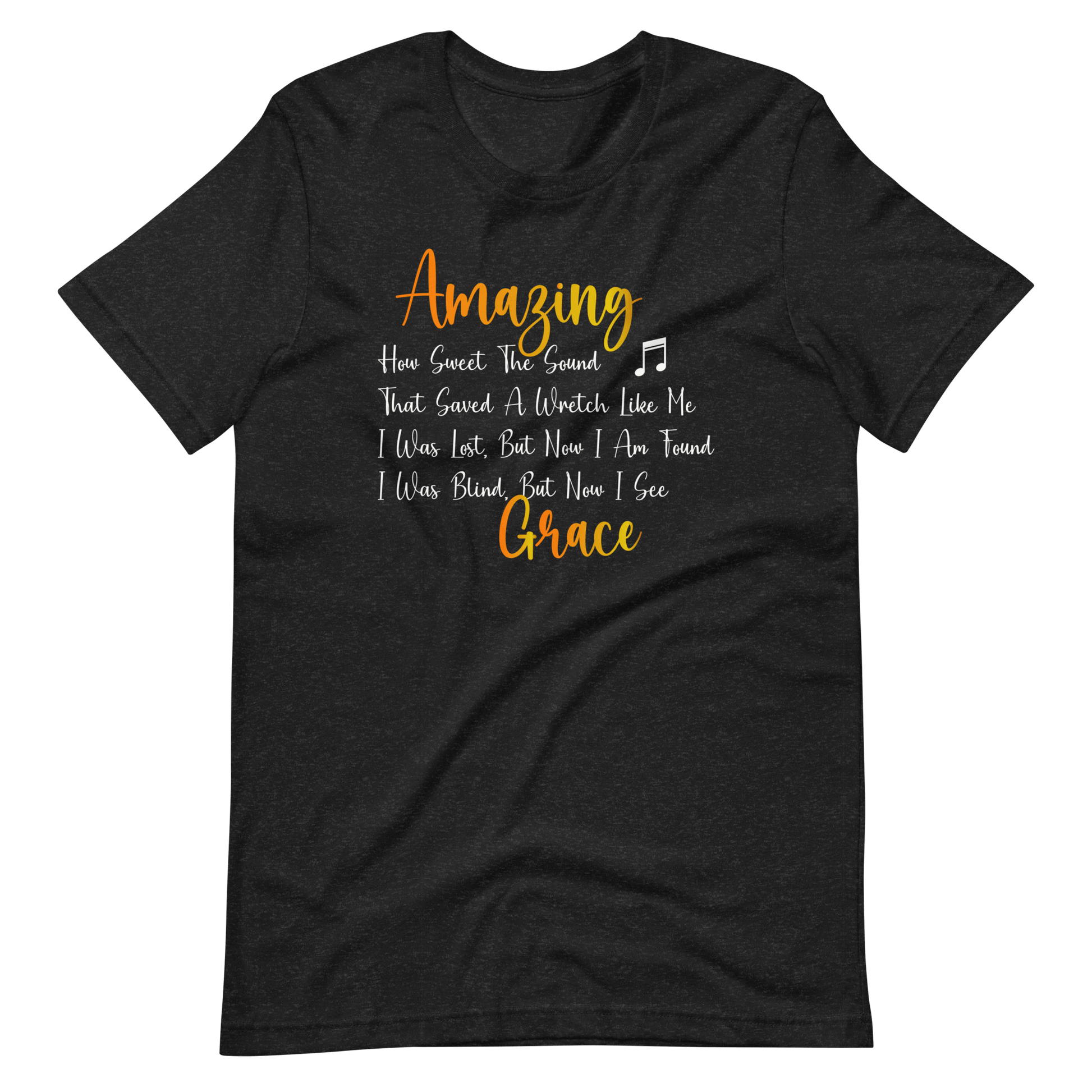 Amazing Grace Christian T Shirts Black Heather