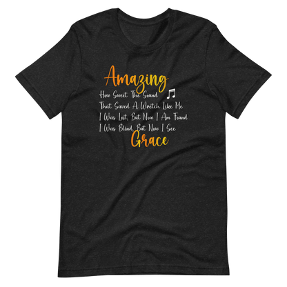 Amazing Grace Christian T Shirts Black Heather