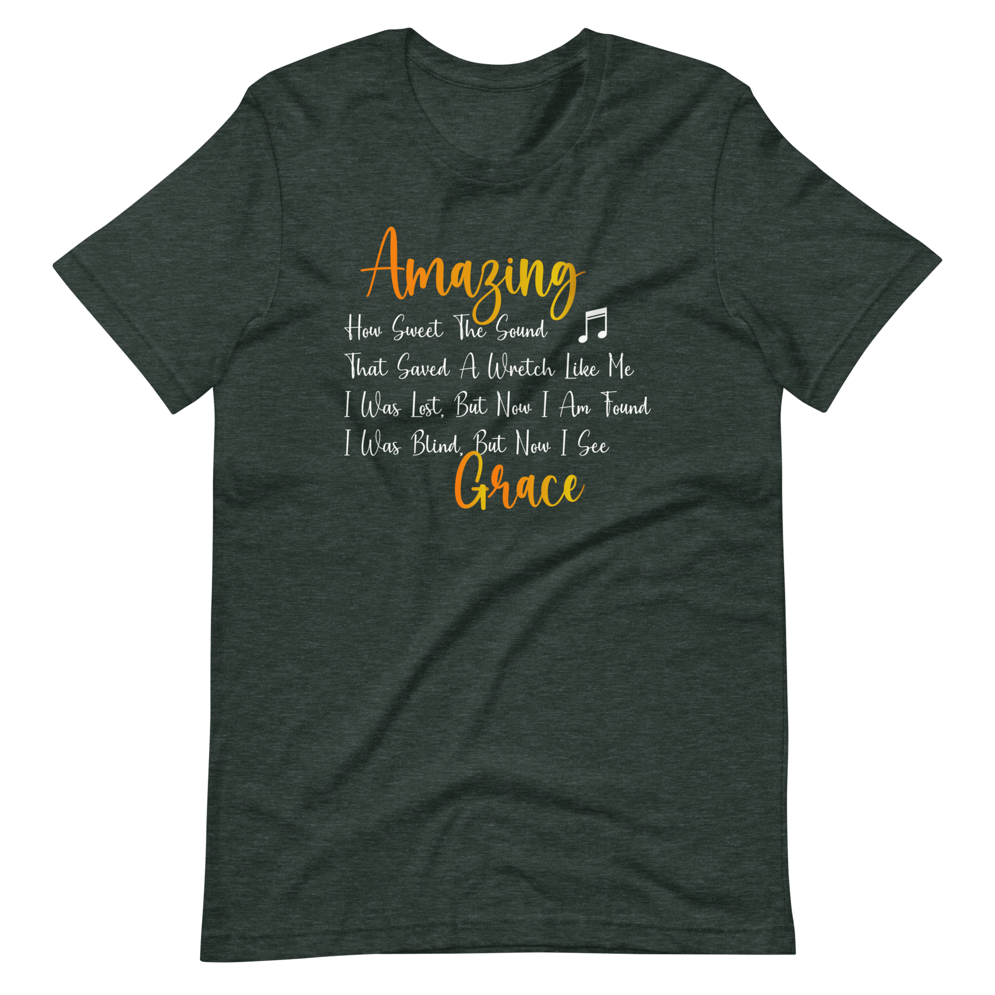 Amazing Grace Christian T Shirts Heather Forest