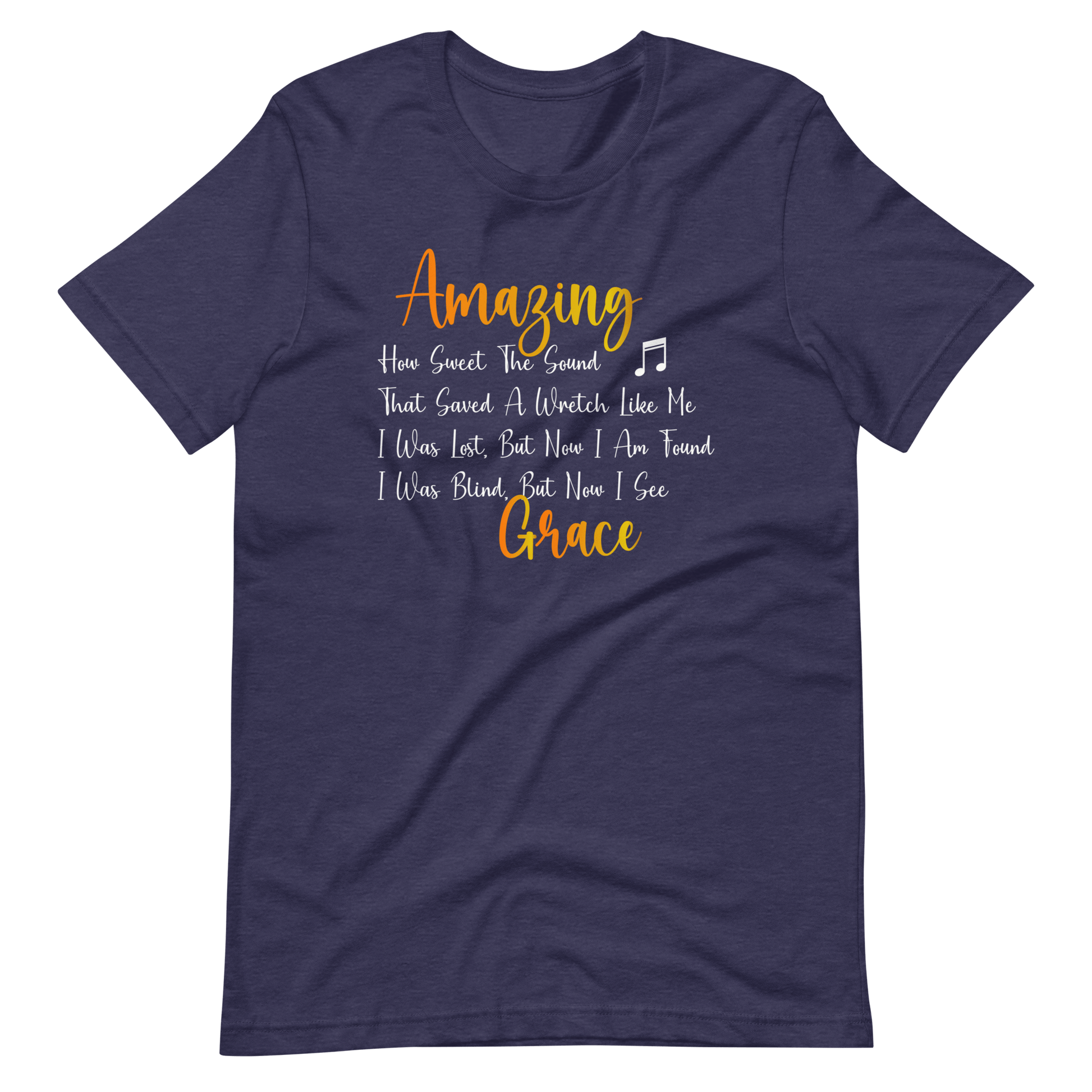Amazing Grace Christian T Shirts Heather Midnight Navy