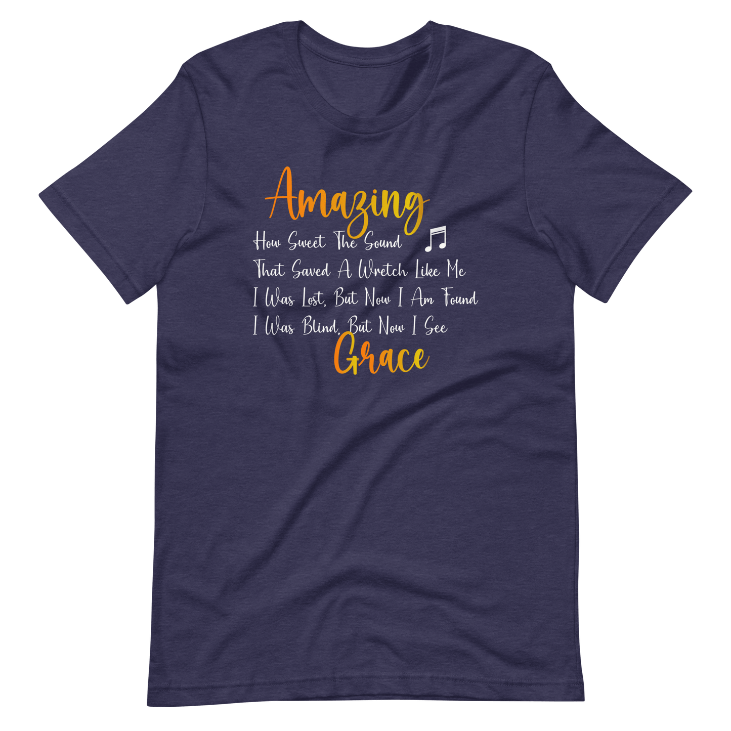 Amazing Grace Christian T Shirts Heather Midnight Navy