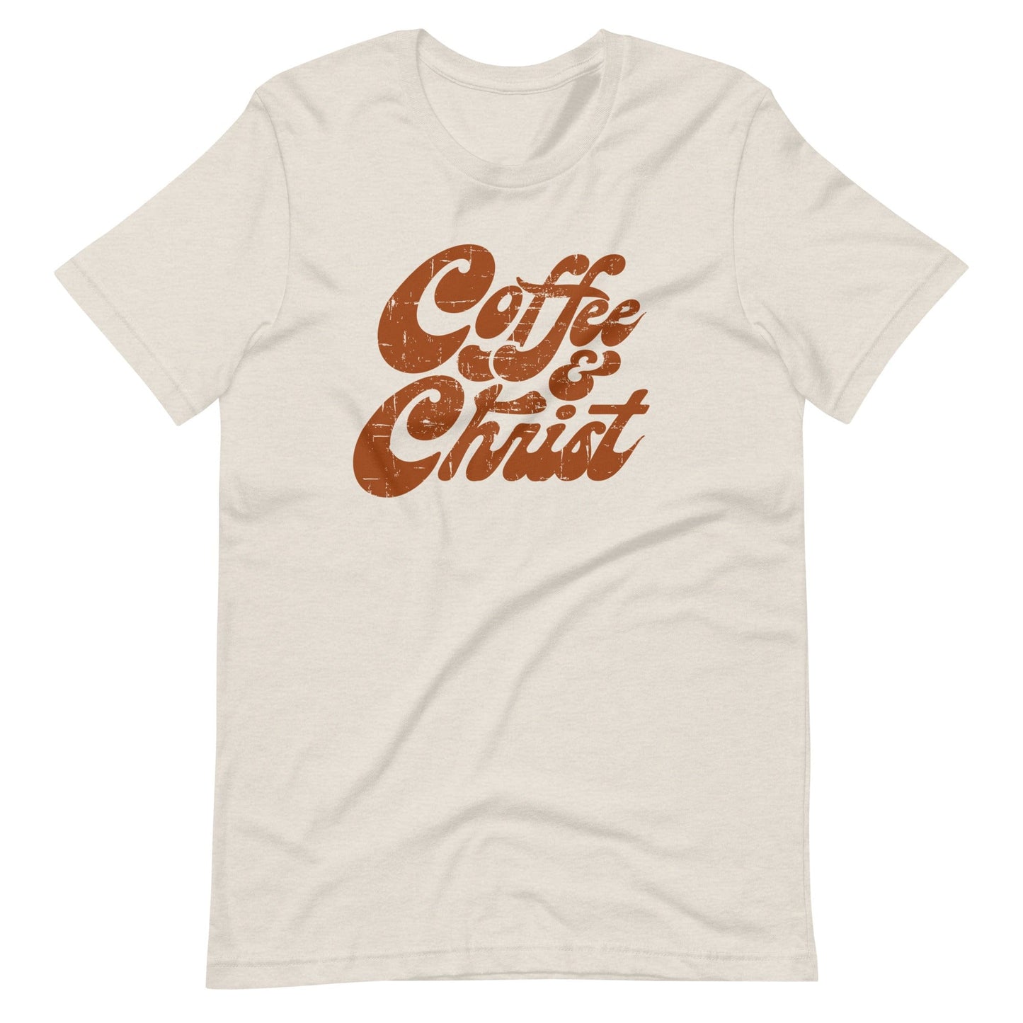 Coffee and Christ Christian T Shirts Heather Dust