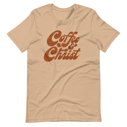 Coffee and Christ Christian T Shirts Tan