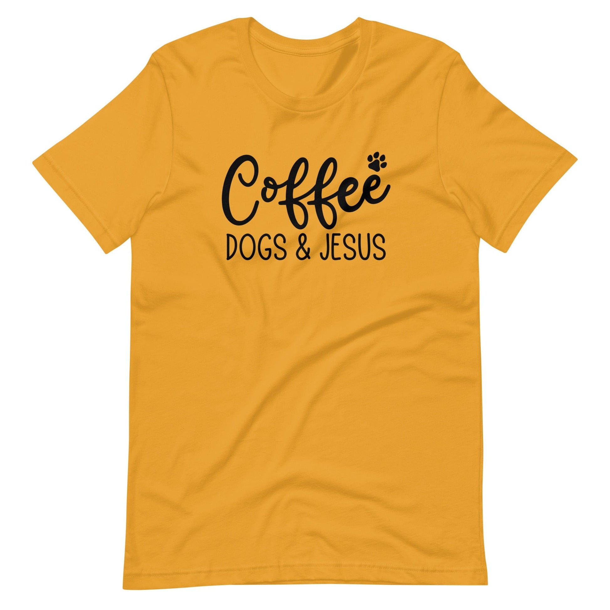 Coffee Dogs and Jesus Christian T Shirts Mustard