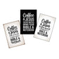 Set of three 'Coffee & Jesus' coffee bar sign art prints on a white background