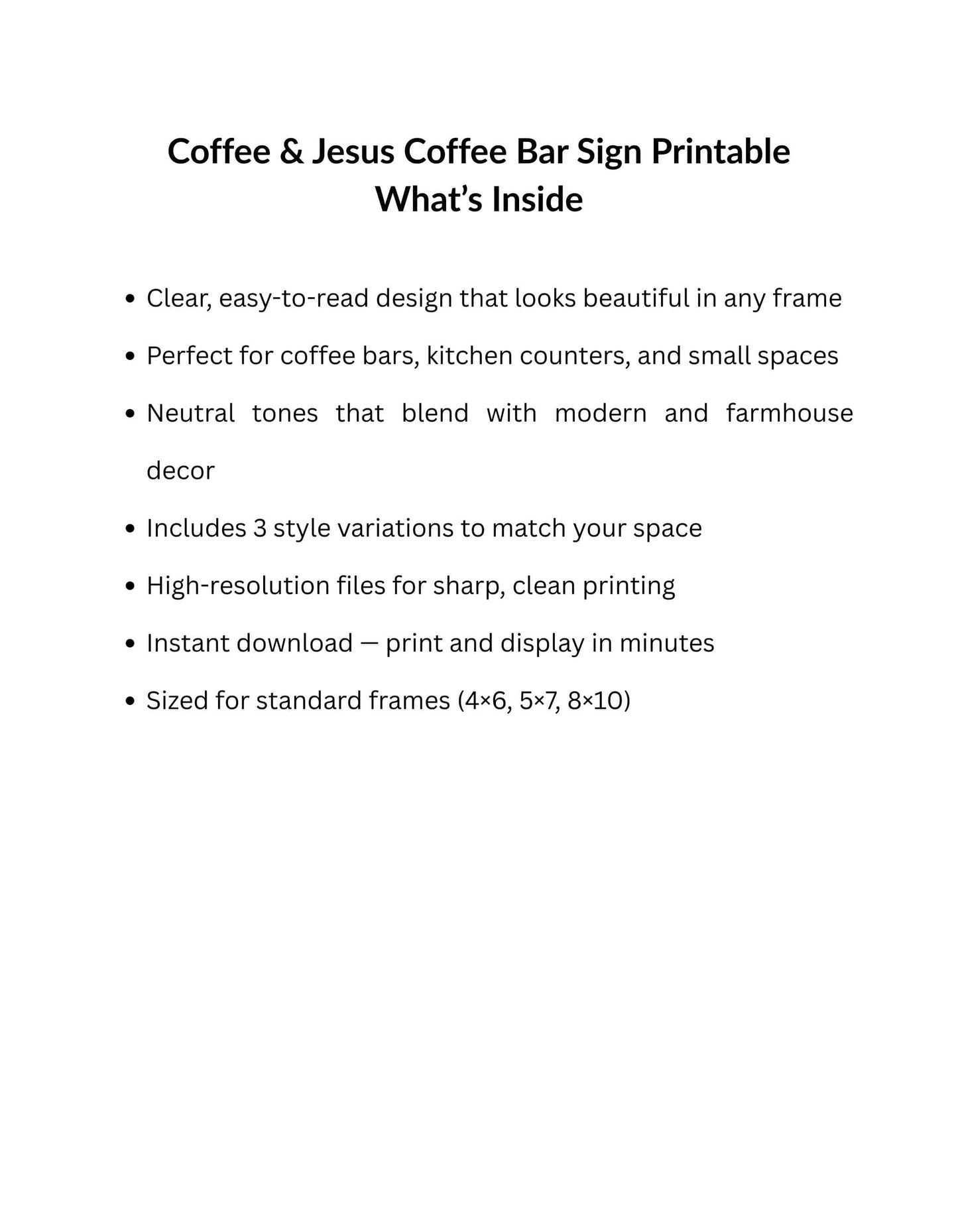 Coffee and Jesus Coffee Bar Sign Printable – Christian Kitchen Decor (Instant Download)