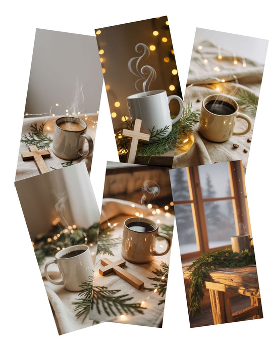 Cozy Christmas Coffee with Jesus Phone Wallpapers (No Text)