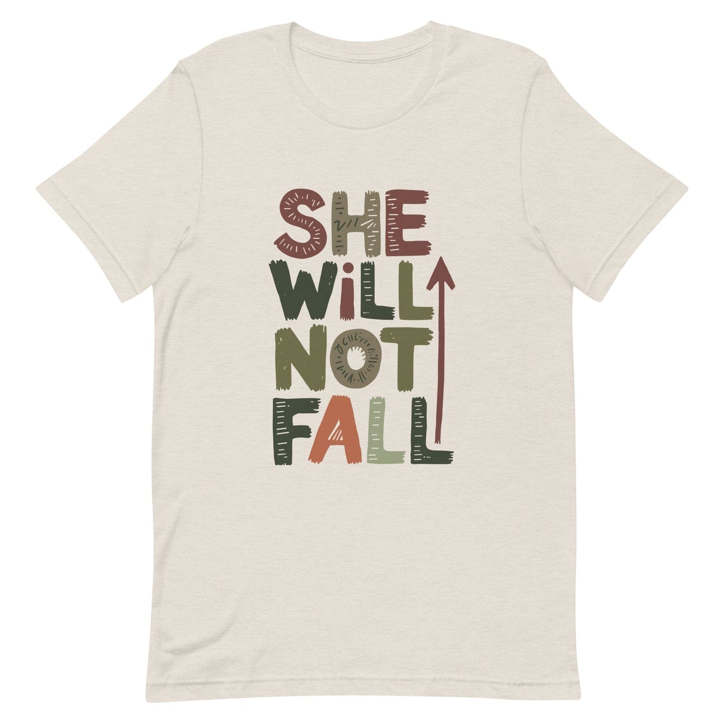 God is Within Her She Will Not Fall T Shirt Heather Dust