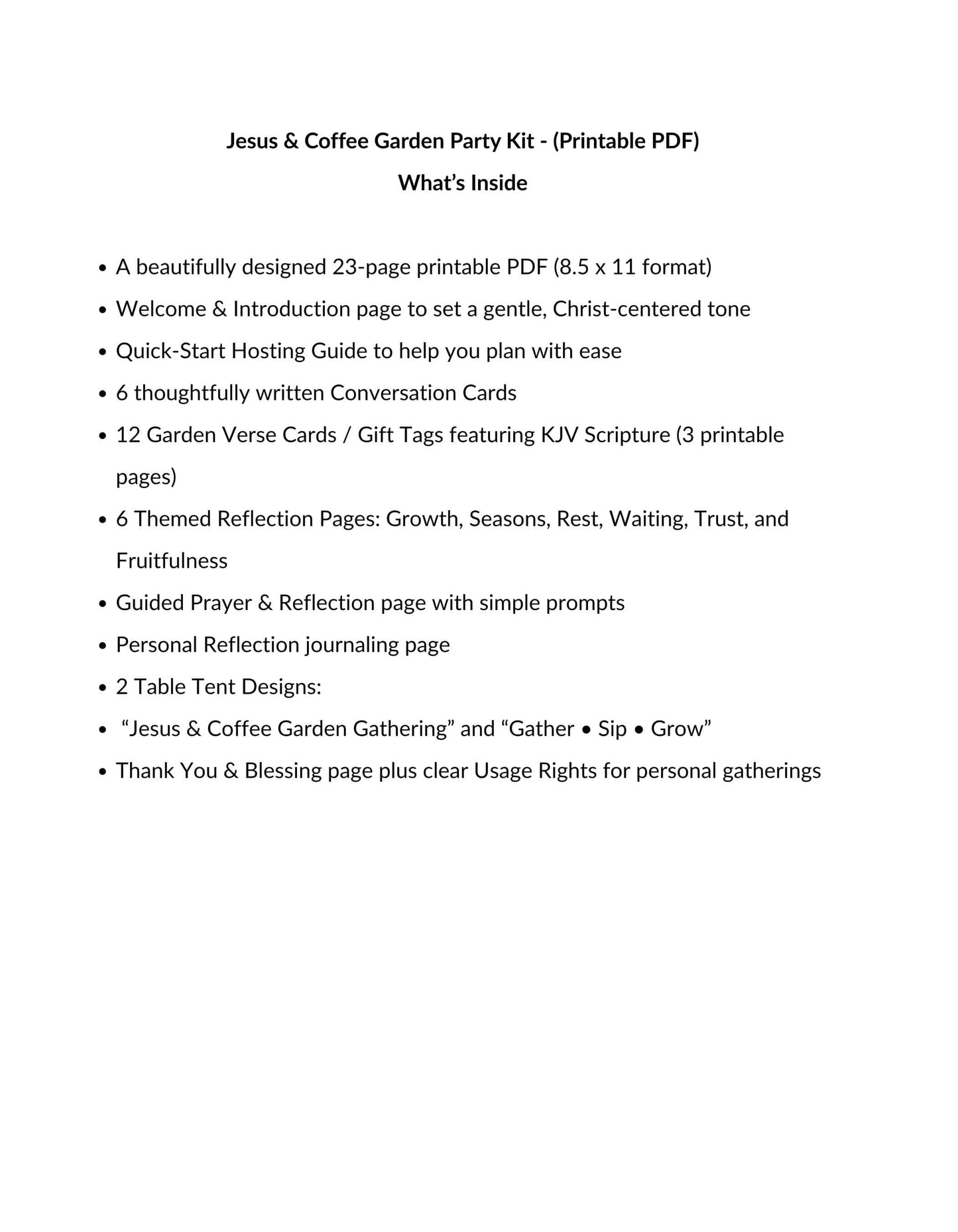 Jesus and Coffee Garden Party Inside