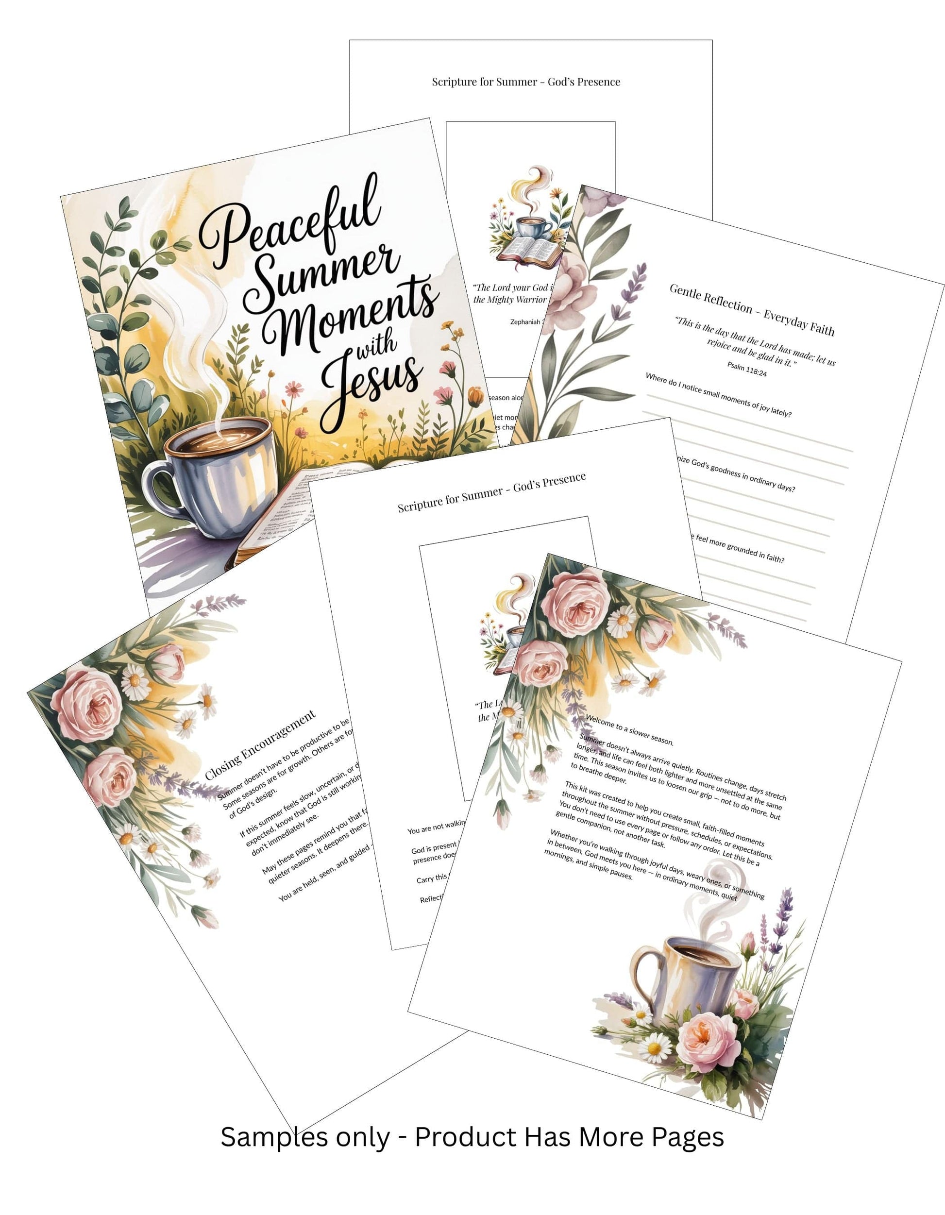 Peaceful Summer Moments with Jesus and Coffee Pages