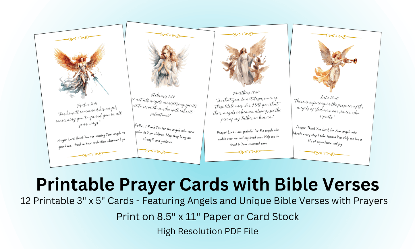 Prayer Cards Printable with Bible Verses About Angels