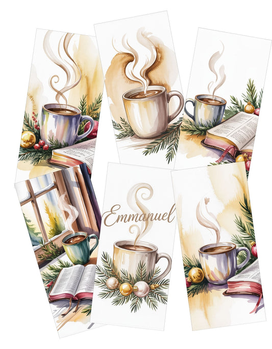 Quiet Christmas with Jesus and Coffee Phone Wallpaper Art