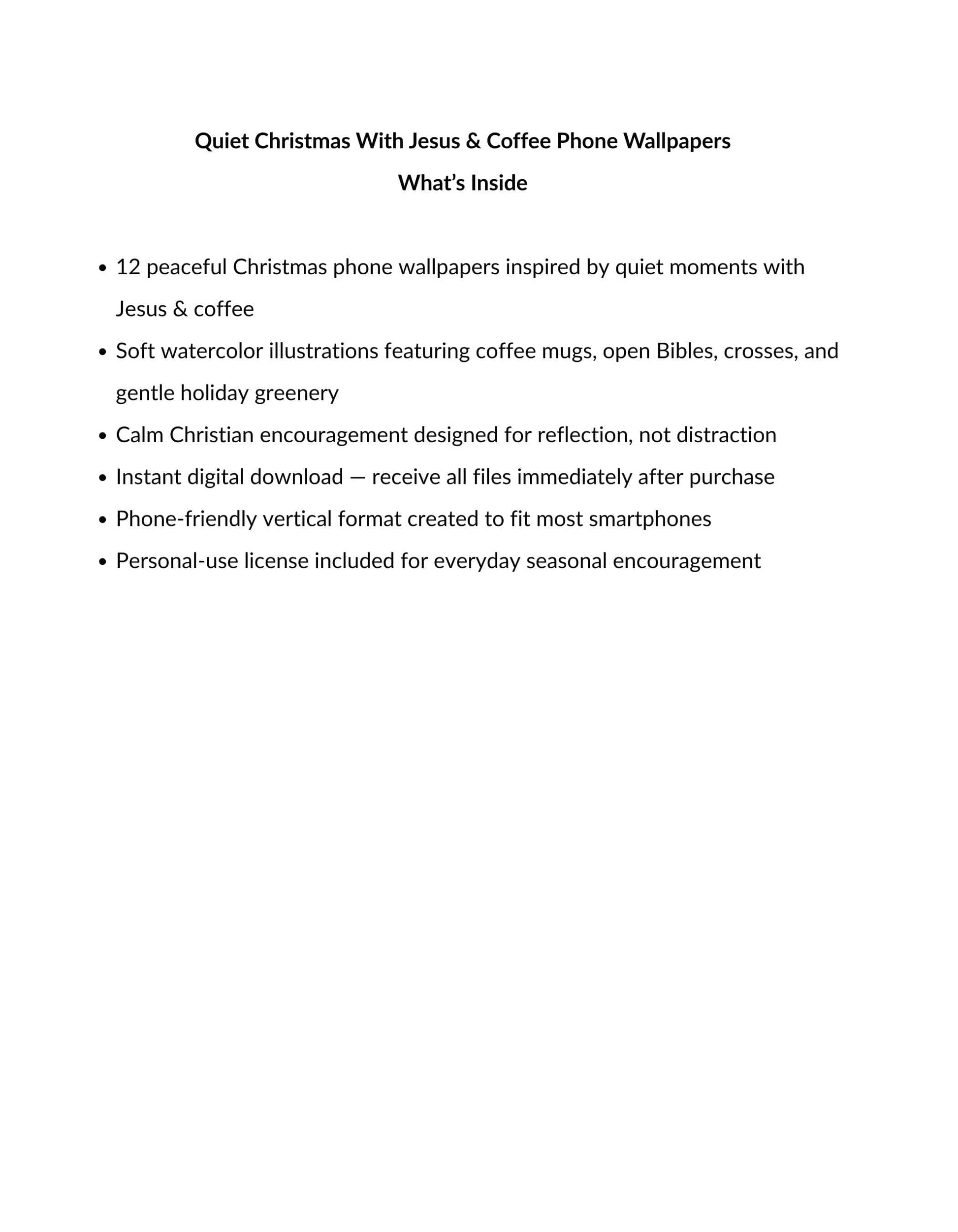 Quiet Christmas with Jesus and Coffee Phone Wallpaper Inside