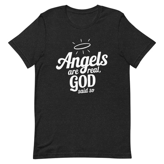 Angels are Real Christian T Shirts Black Heather