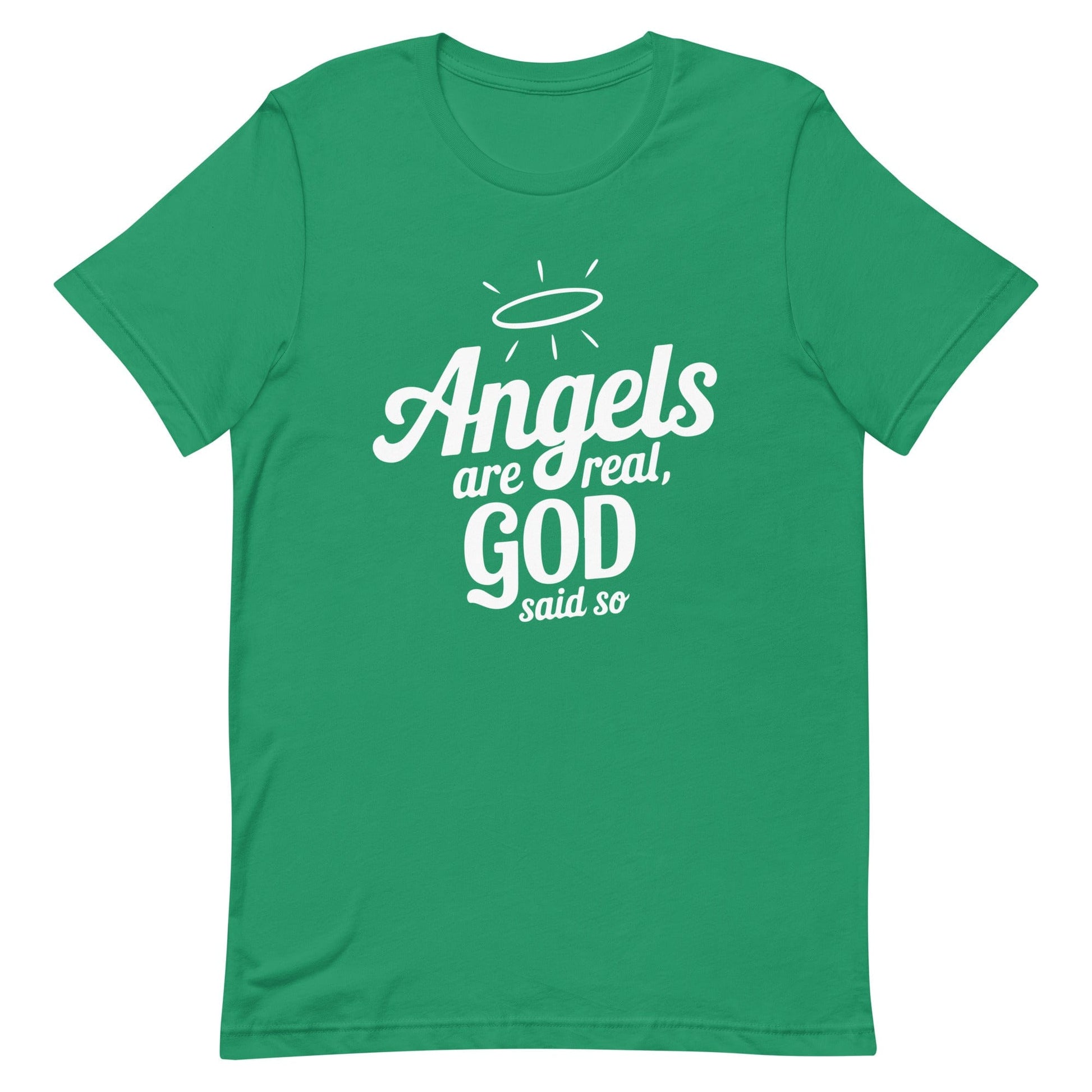 Angels are Real Christian T Shirts Kelly Green
