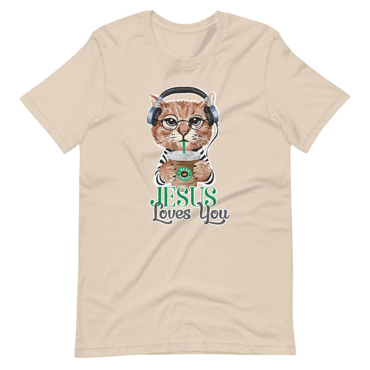 Jesus Loves You Cat Unisex Coffee T-Shirt